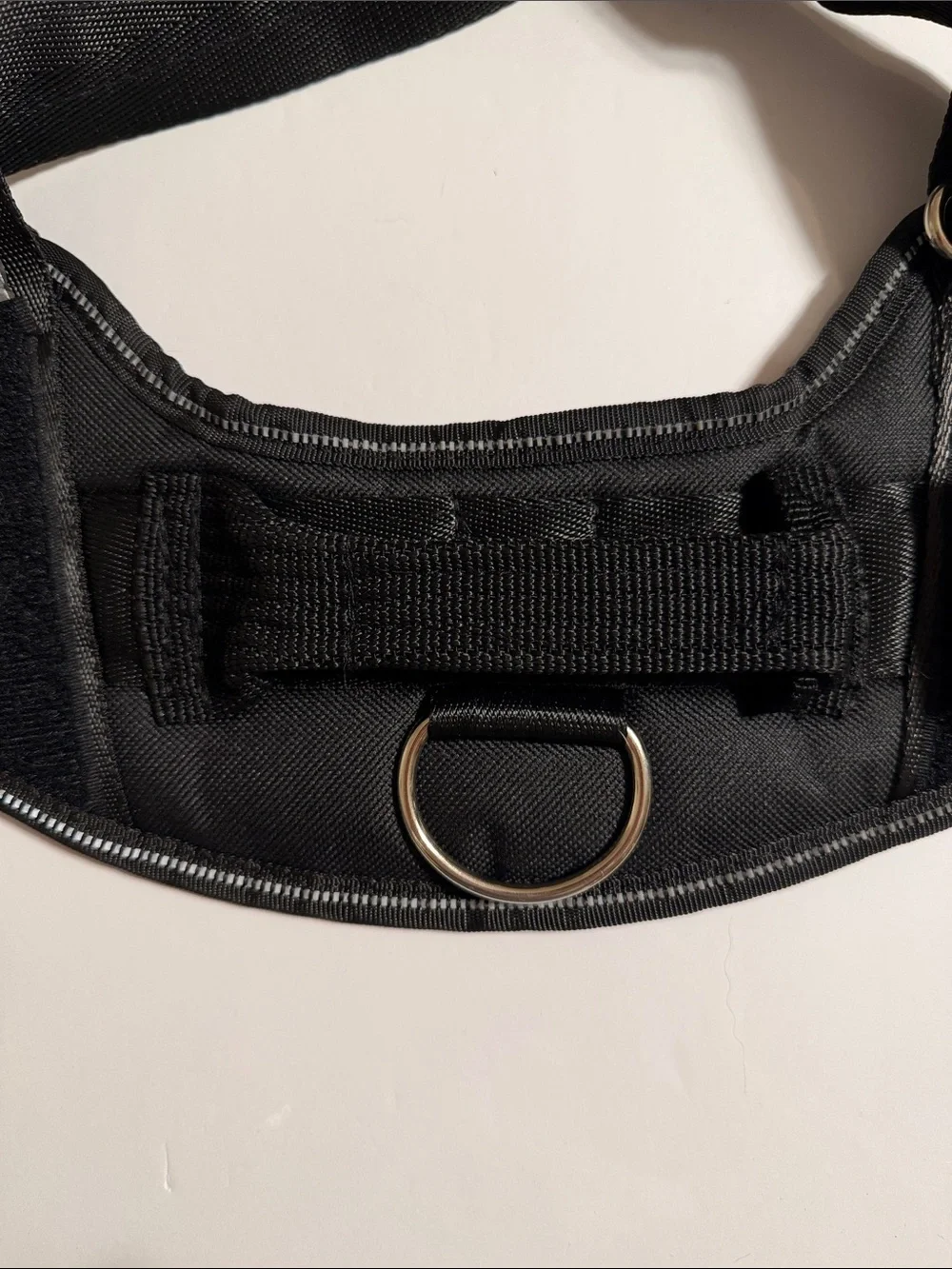 Reflective Adjustable No-Pull Black Nylon Harness with D-Ring & Handle. M and L